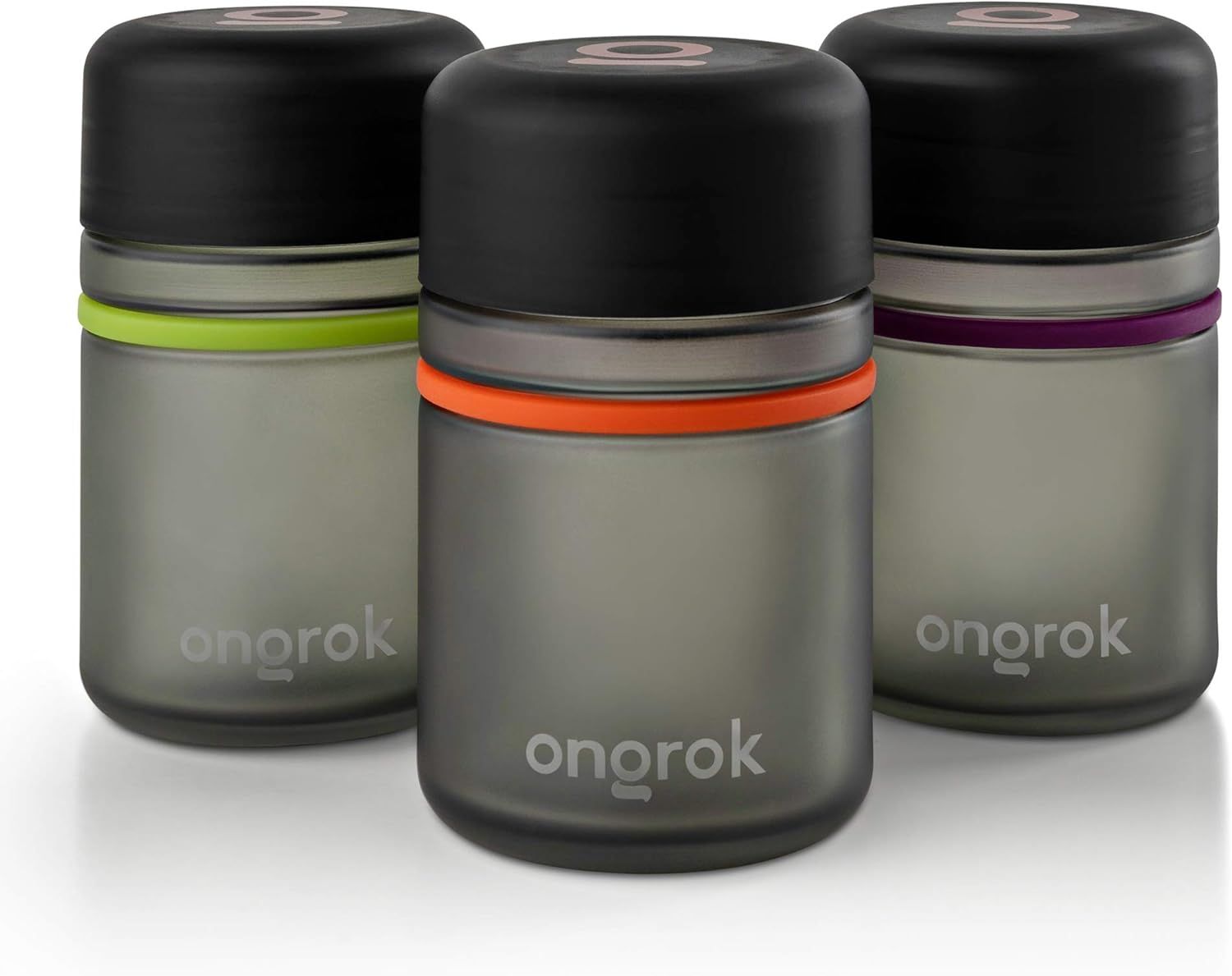 Glass Storage Jar, 180ml, 3 Pack, UV Herb/Spice Jar with Child Resistant Lid, Color-Coded Glass Containers Air Proof to Preserve Smell and Aroma, Perfect Size to Store in a Drawer or Cupboard