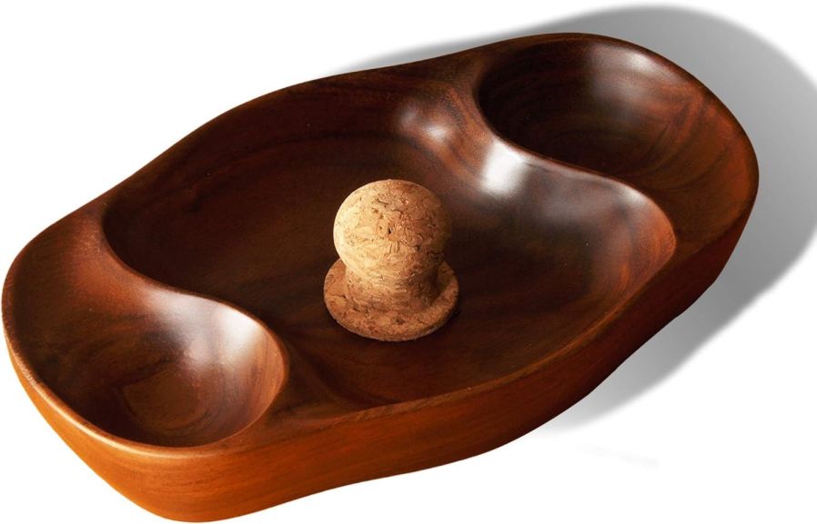 RAW HYD Briar & Oak Vintage Tobacco Pipe Ash Tray with Cork Knocker | Double Wooden Pipe Rest & Ashtray for Indoor, Outdoor, Patio, Home & Office Use - Pipe & Cigar Ashtray