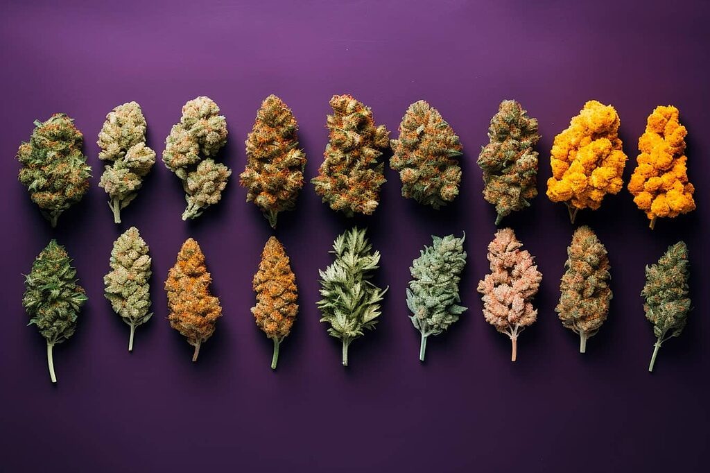 Different varieties of marijuana buds