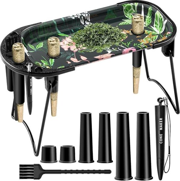 Elevated Rolling tray with cone holders