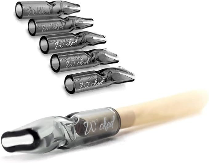 Glass Filter Tips for Pre Rolled Rolling Paper Cones, Slim Cigarettes, Glass Rolling Tip Mouthpieces (Black)